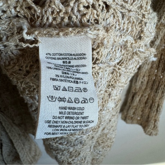 Free People last night striped beige open knit boho cardigan size small - Picture 6 of 7